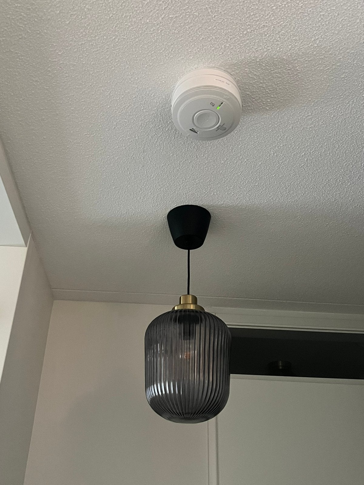Ikea hanglamp messing/grijs helder glas, Ophalen, Zo goed als nieuw, Glas