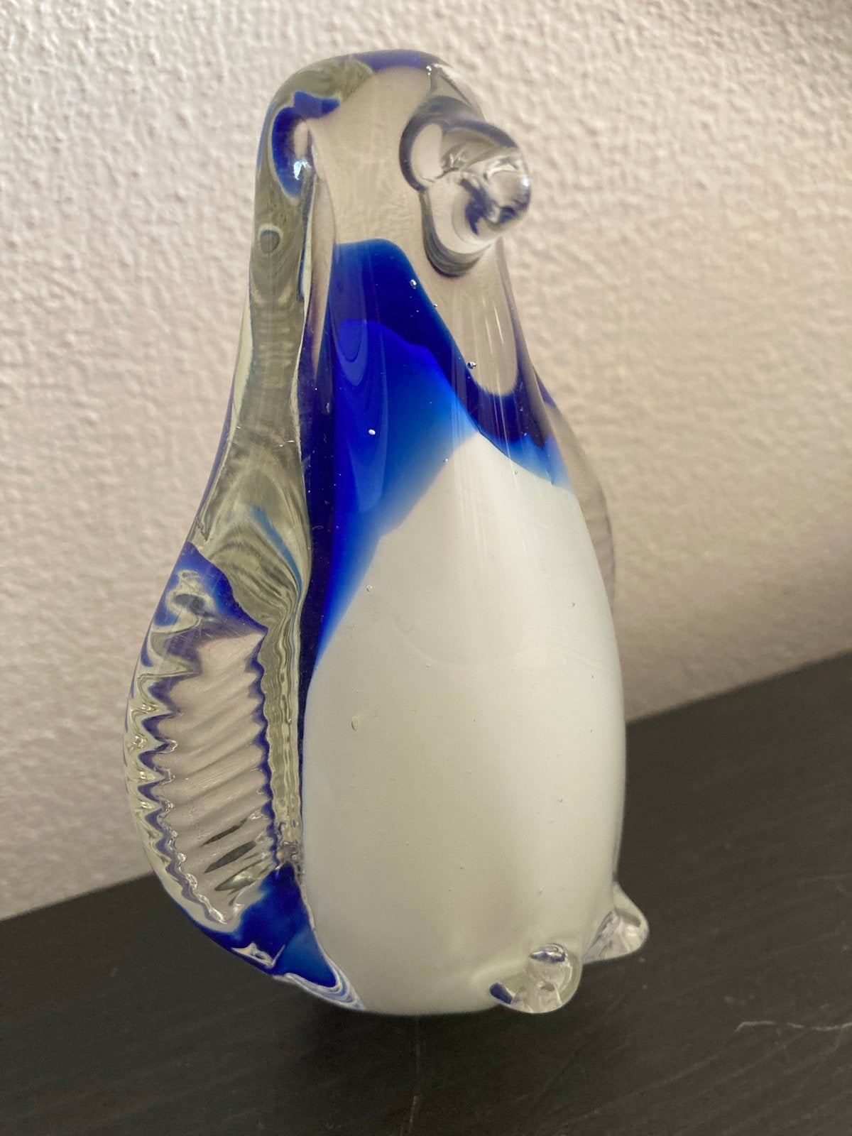 Massieve glazen pinguïn, kobaltblauw en wit, 12cm, Antiek en Kunst, Ophalen of Verzenden