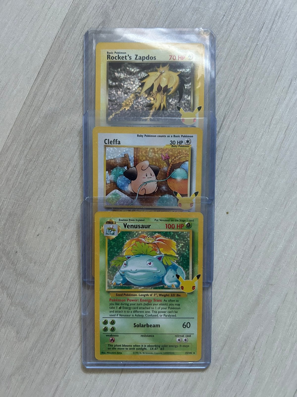 Pokémon Celebrations kaarten Venusaur Zapdos Cleffa, Hobby en Vrije tijd, Verzamelkaartspellen | Pokémon, Verzenden, Nieuw, Meerdere kaarten