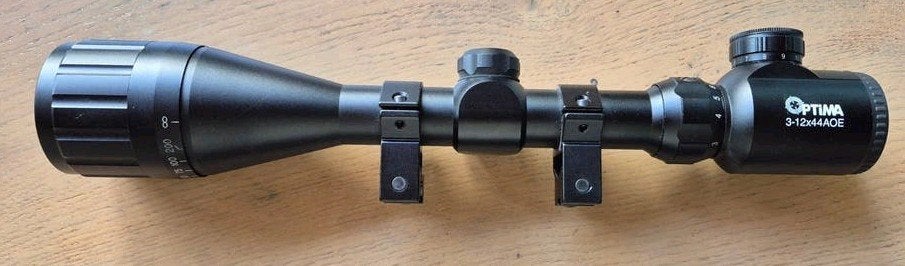 optima 12x44 AOE scoop voor luchtbuks, Hobby en Vrije tijd, Ophalen of Verzenden, Zo goed als nieuw