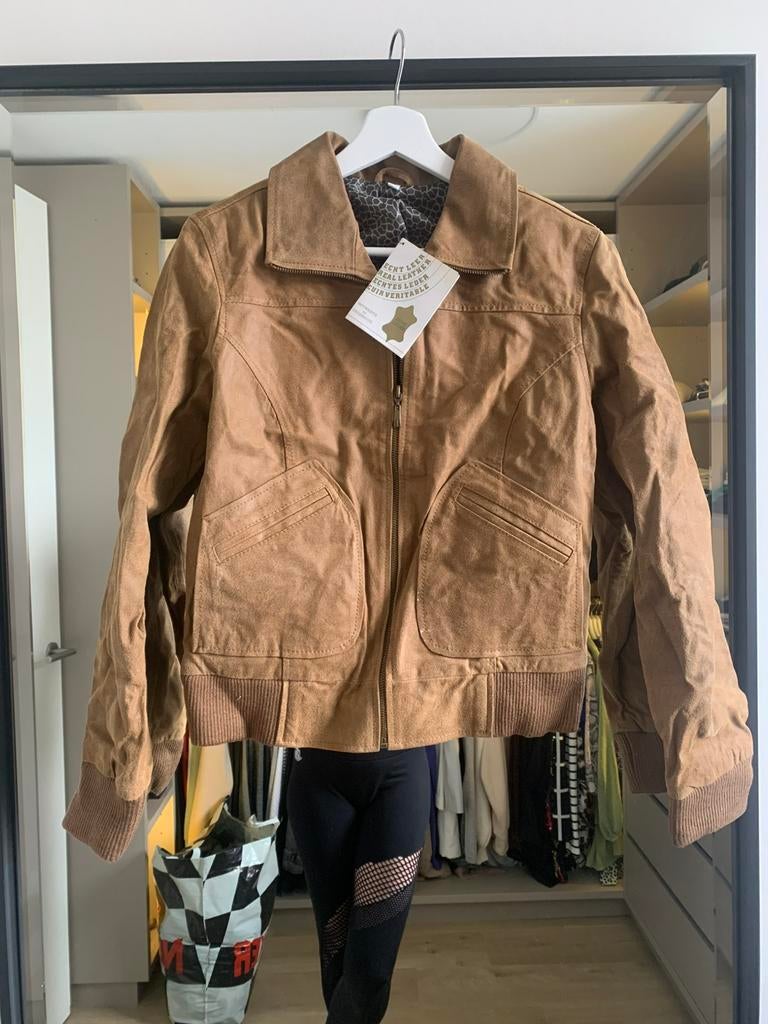 Leren jas dames, Kleding | Dames, Jassen | Zomer, Ophalen of Verzenden, Nieuw, Maat 38/40 (M), Bruin