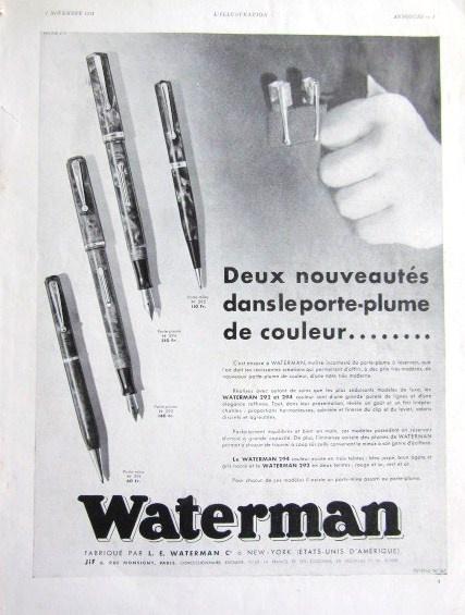24 reclames advertenties Waterman pennen 1931-76 vulpen, Verzamelen, Pennenverzamelingen, Gebruikt, Vulpen, Waterman, Ophalen of Verzenden