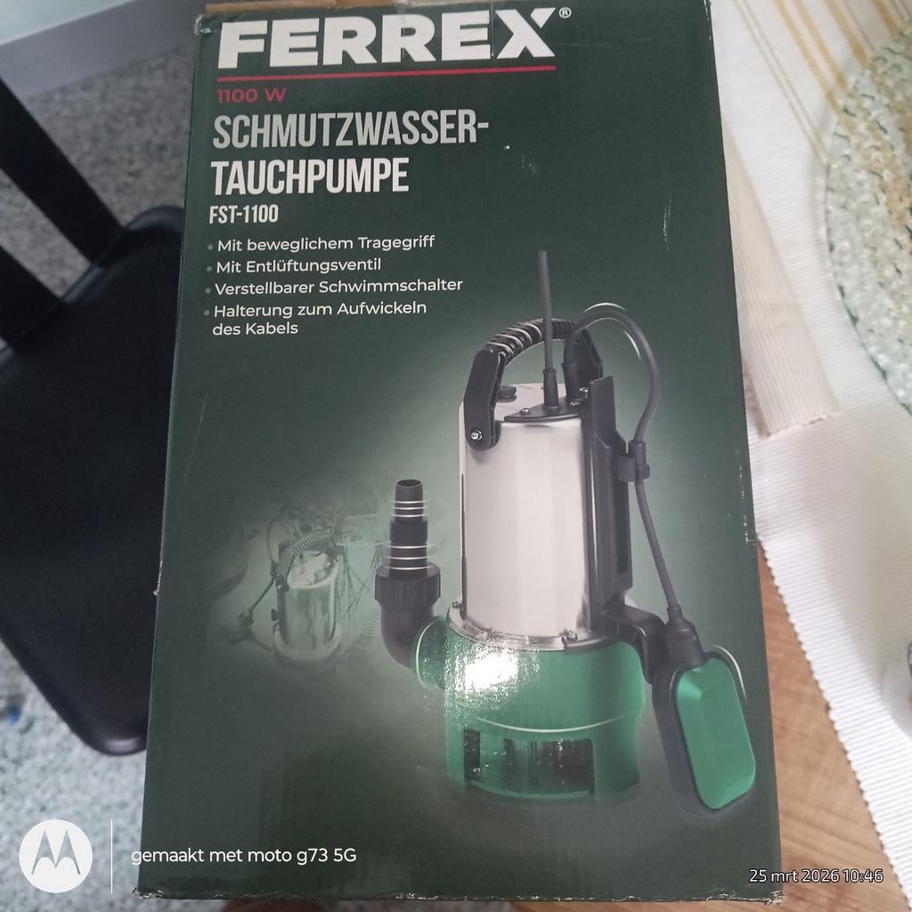 Nieuwe Ferrex vuilwater dompelpomp 1100W, Ophalen of Verzenden, Nieuw, Elektrisch, Dompelpomp