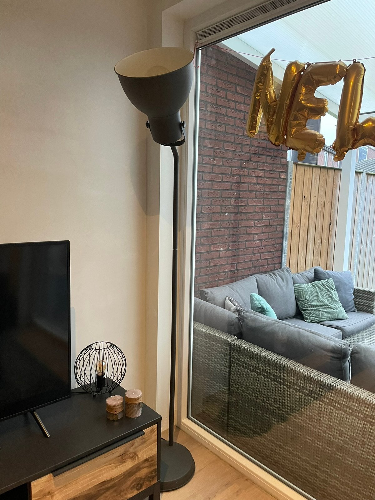 Antraciet lamp ikea hectar - goede staat, Huis en Inrichting, Lampen | Vloerlampen, Ophalen, Zo goed als nieuw, 150 tot 200 cm