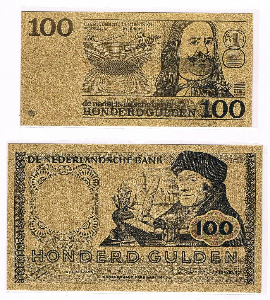 2 vergulde biljetten van 100 gulden, Verzenden, 100 gulden, Setje