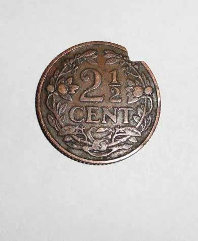 Munt 2,5 Cent 1918 gaspenning gasmuntje, Ophalen of Verzenden, Gebruikt