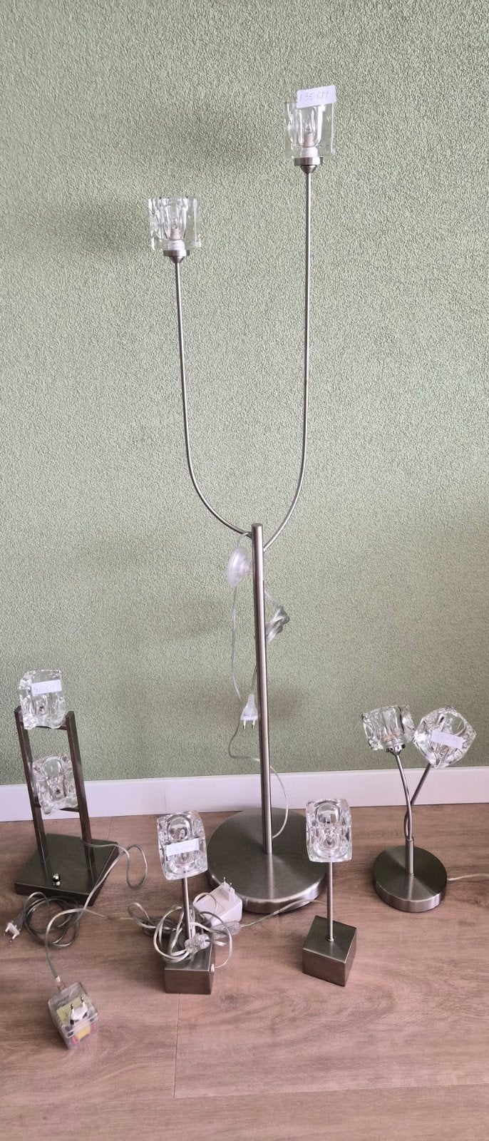 Prachtige set vintage lampen met glazen kubussen, Ophalen of Verzenden