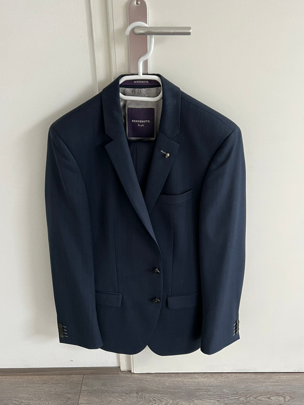 Donkerblauw Benvenuto pak set heren maat 46 S, Ophalen, Gedragen, Maat 46 (S) of kleiner, Blauw