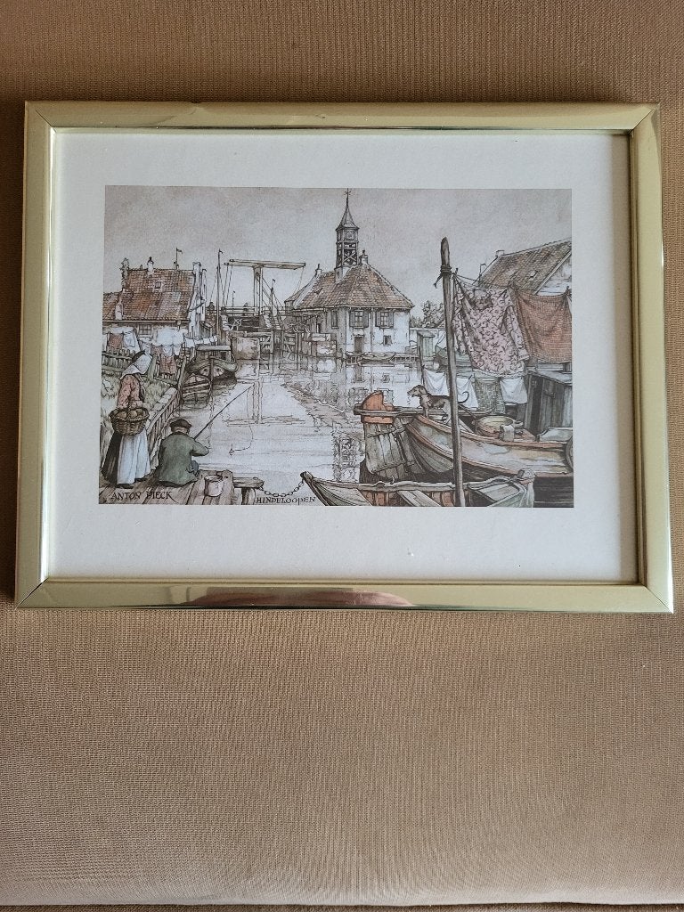 Anton Pieck prent Hindeloopen in lijst, Ophalen of Verzenden