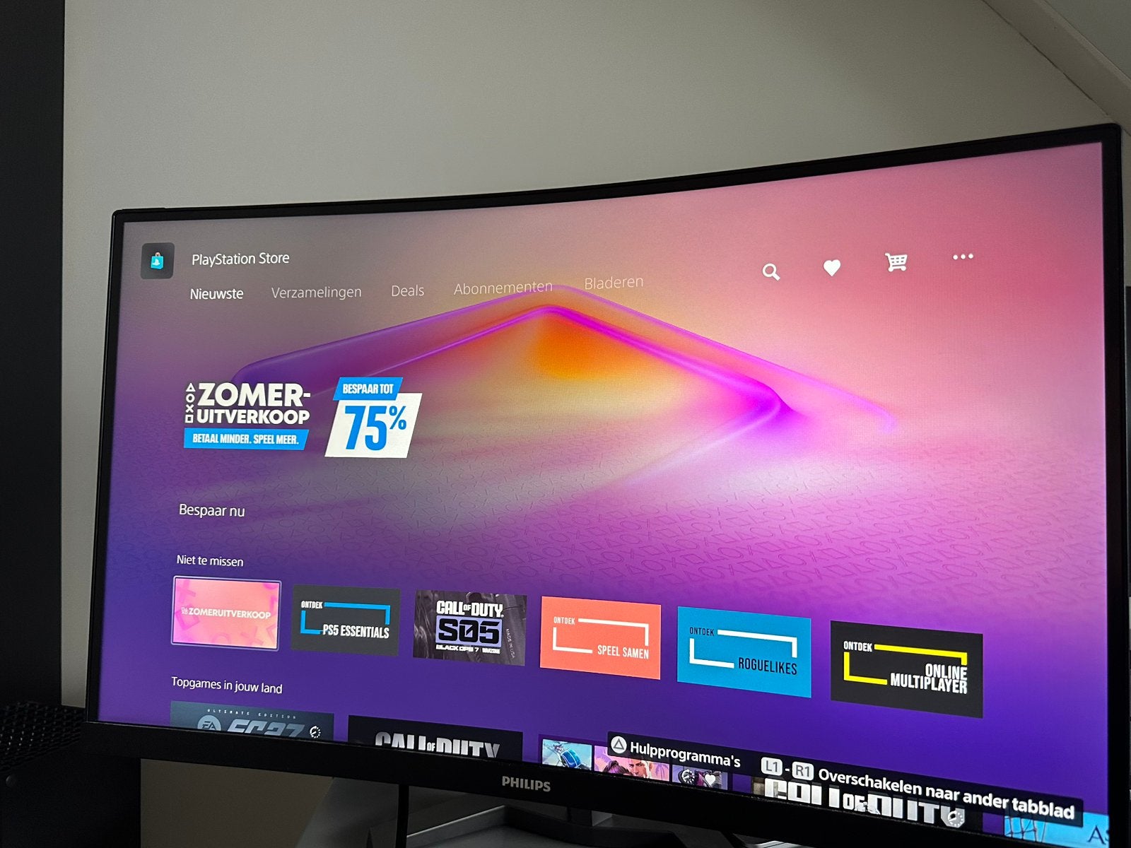 Philips Evnia 27M1C5500VL 27” Curved Gaming Monitor, HDMI, 101 t/m 150 Hz, Curved, VA