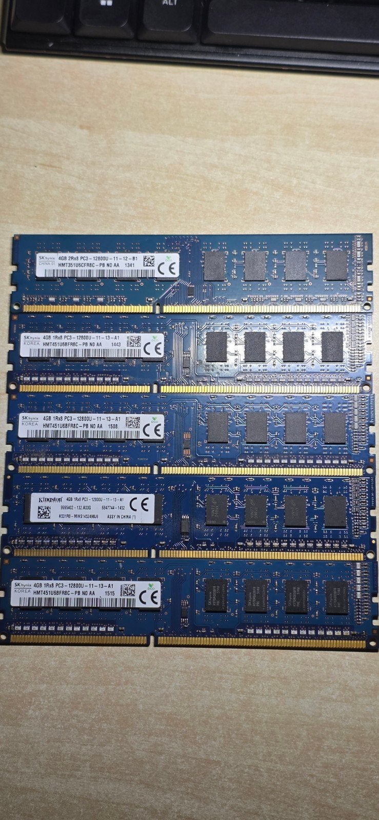 5 x 4GB DDR3 RAM Geheugenmodules (20GB Totaal), Computers en Software, Gebruikt, DDR3, Ophalen of Verzenden, Desktop