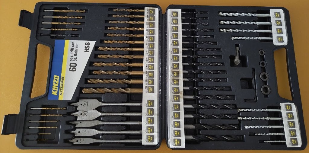 60 delig kinzo boren set hss titanium hout metaal steen, Ophalen of Verzenden, Zo goed als nieuw, Overige typen
