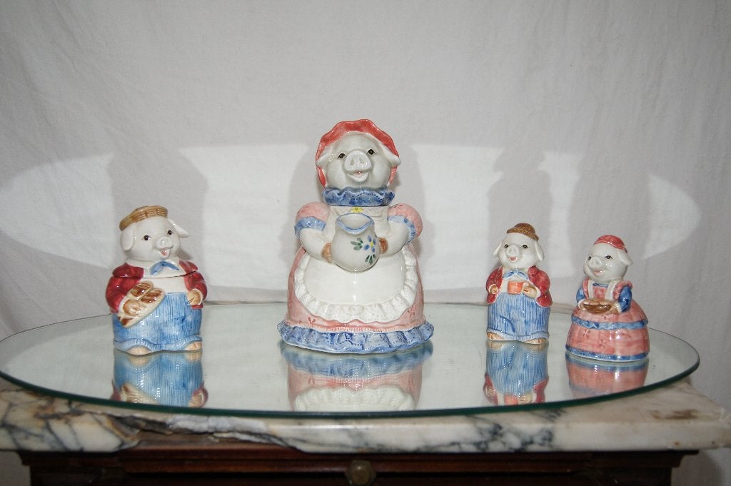 Set van 4 varkensbeeldjes  Otagiri Japan, Antiek en Kunst, Ophalen of Verzenden
