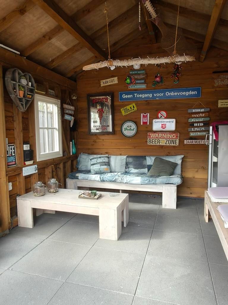 Steigerhouten Loungeset voor Mancave of Horeca, Ophalen, Gebruikt, Steigerhout, Loungeset