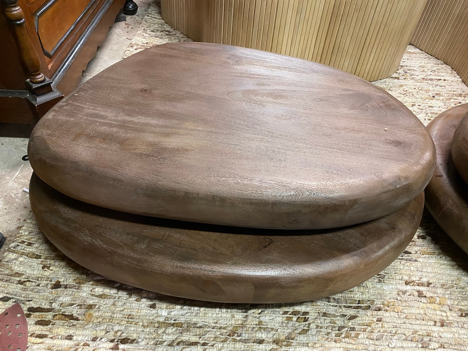 Draaibare Kabo salontafel van bruin mangohout, Ophalen, Gebruikt, 100 tot 150 cm, 50 tot 100 cm