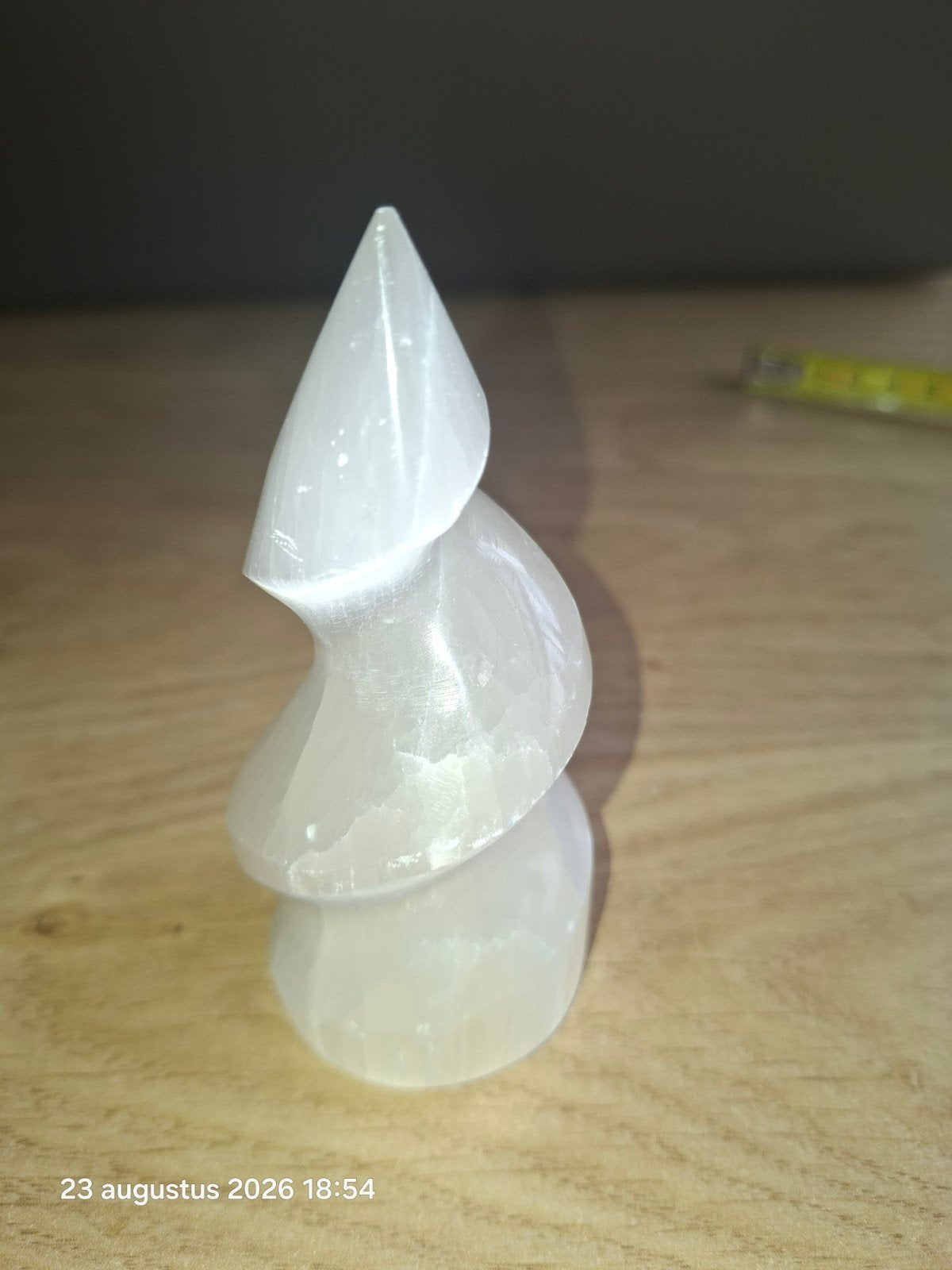 Witte Seleniet Spiraal Toren - Natuurlijke Kristal Decoratie, Ophalen of Verzenden, Mineraal