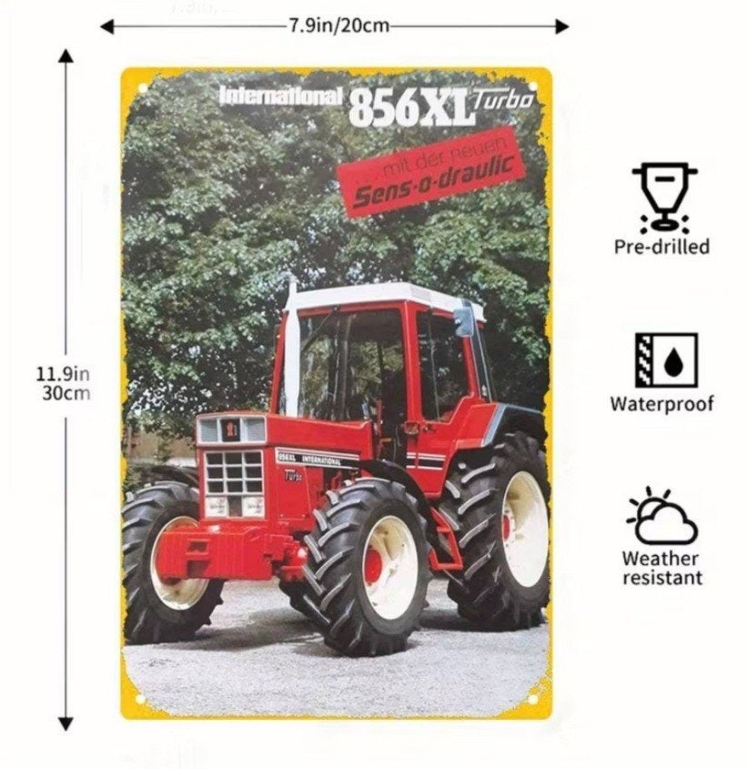 International 856XL Turbo Tractor Metalen Wandbord, Ophalen of Verzenden, Nieuw, Reclamebord