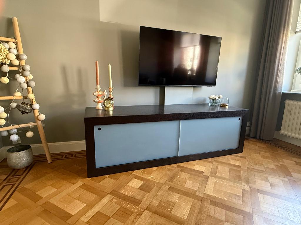 Tv meubel, Ophalen, Glas, Zo goed als nieuw, Minder dan 100 cm