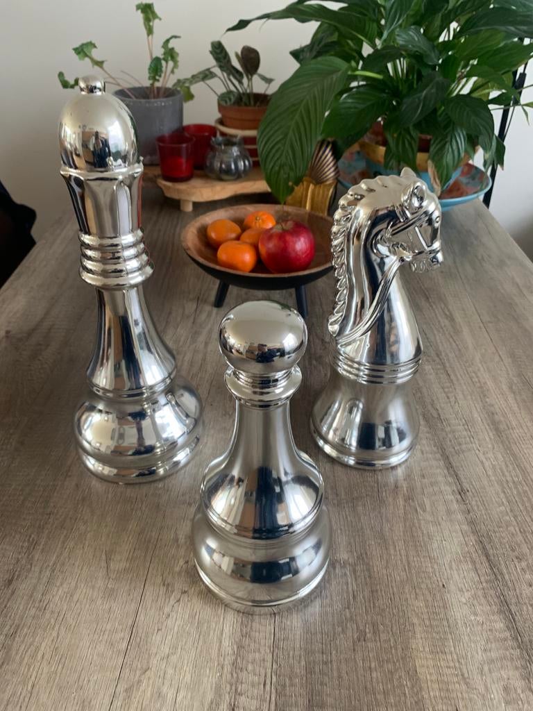 3 Decoratieve keramische schaakstukken, Ophalen of Verzenden