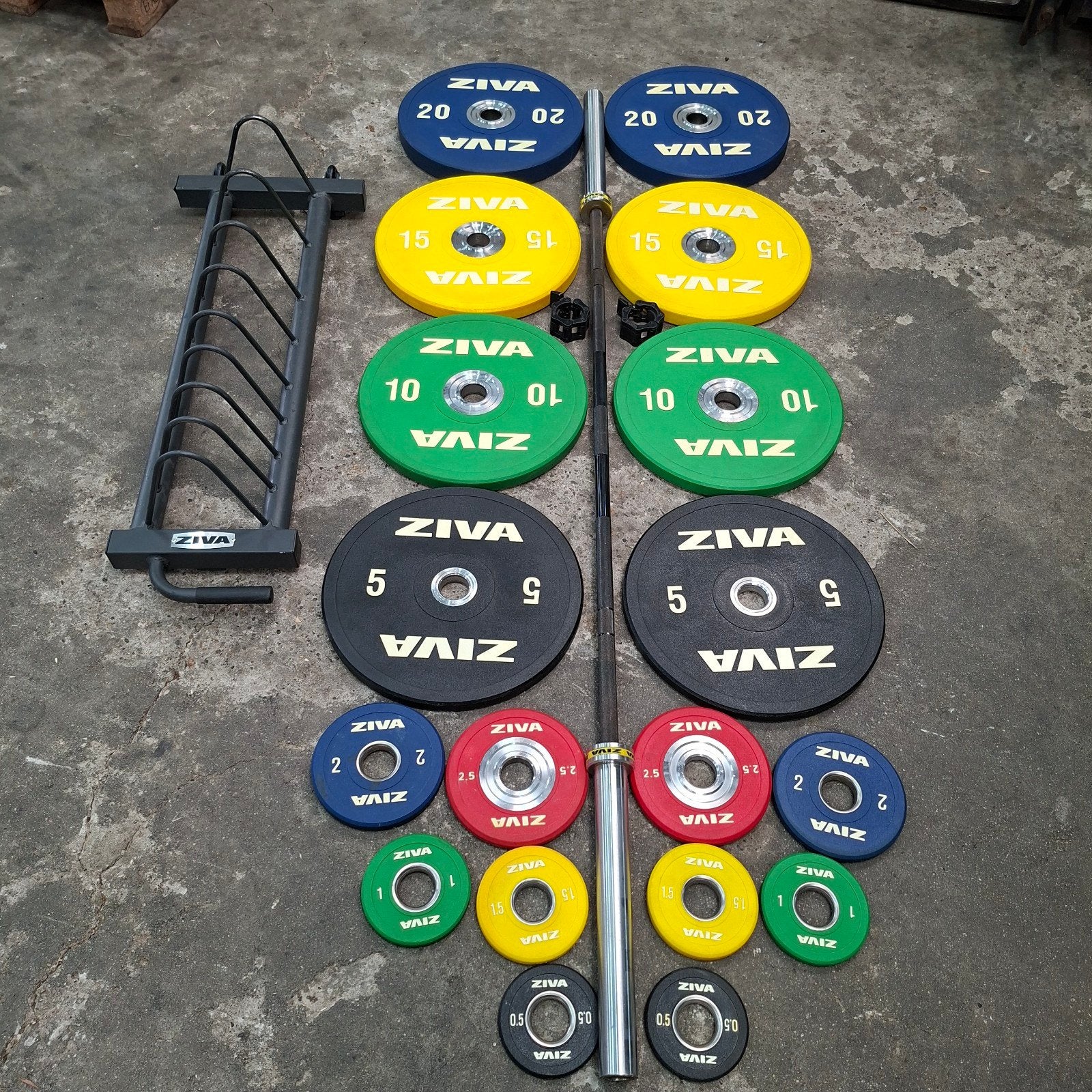 Ziva Urethane Competition Bumper Plates Set  Compleet, Sport en Fitness, Fitnessmaterialen, Ophalen, Zo goed als nieuw