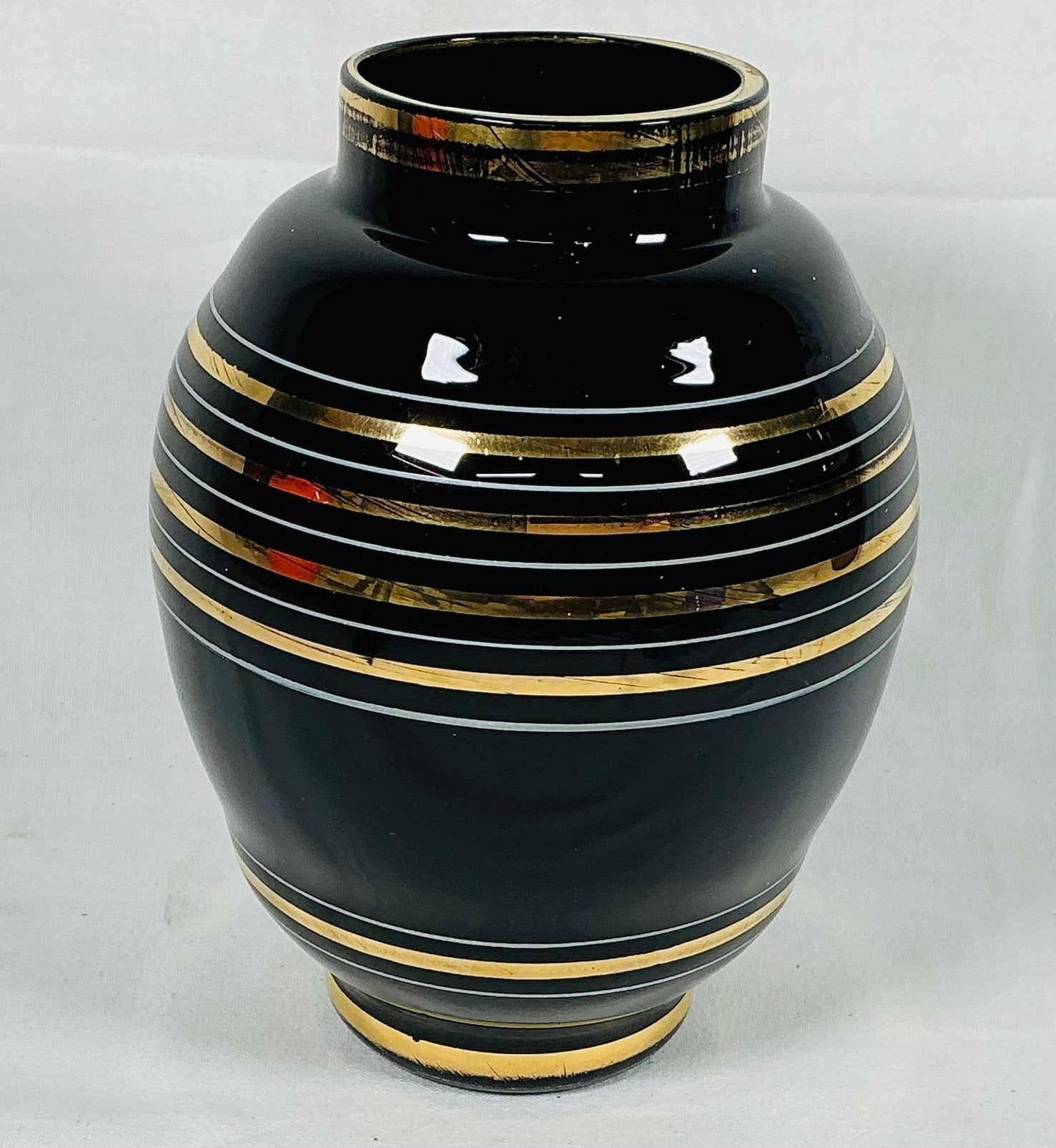 DOYEN Antiek Art Deco design kobalt blauwe glazen vaas, Ophalen of Verzenden