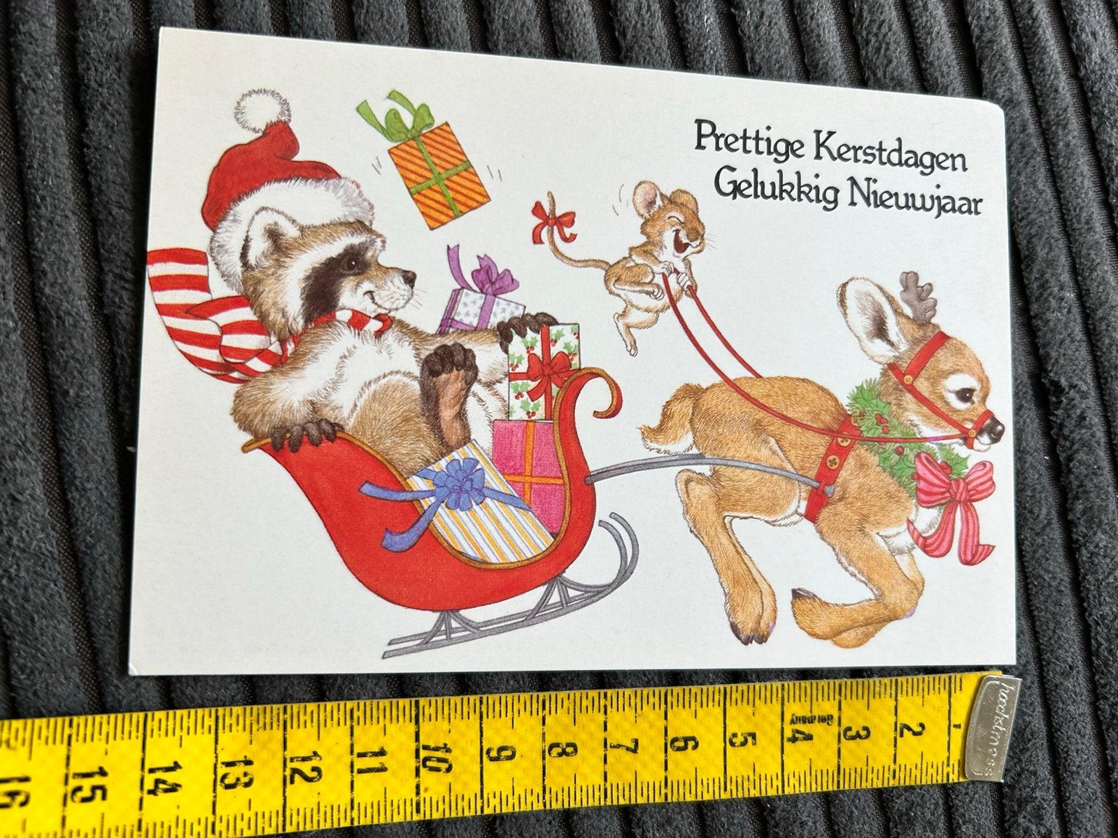 452. Kaart illustr muis rendier arreslee, Ophalen of Verzenden, Ongelopen