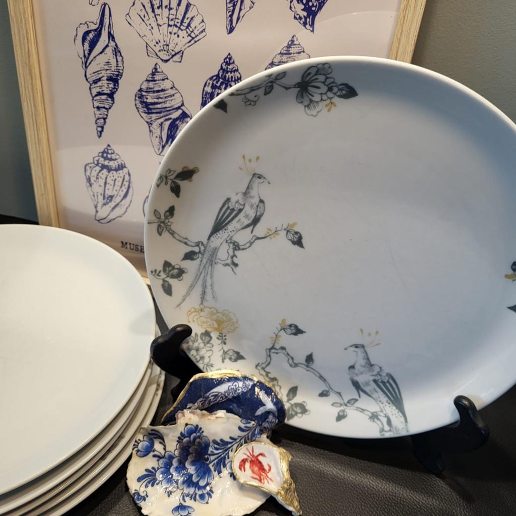 6 Vivo Villeroy & Boch dinerborden, wit & vogels, ø26,5cm, Huis en Inrichting, Keuken | Servies, Gebruikt, Ophalen of Verzenden