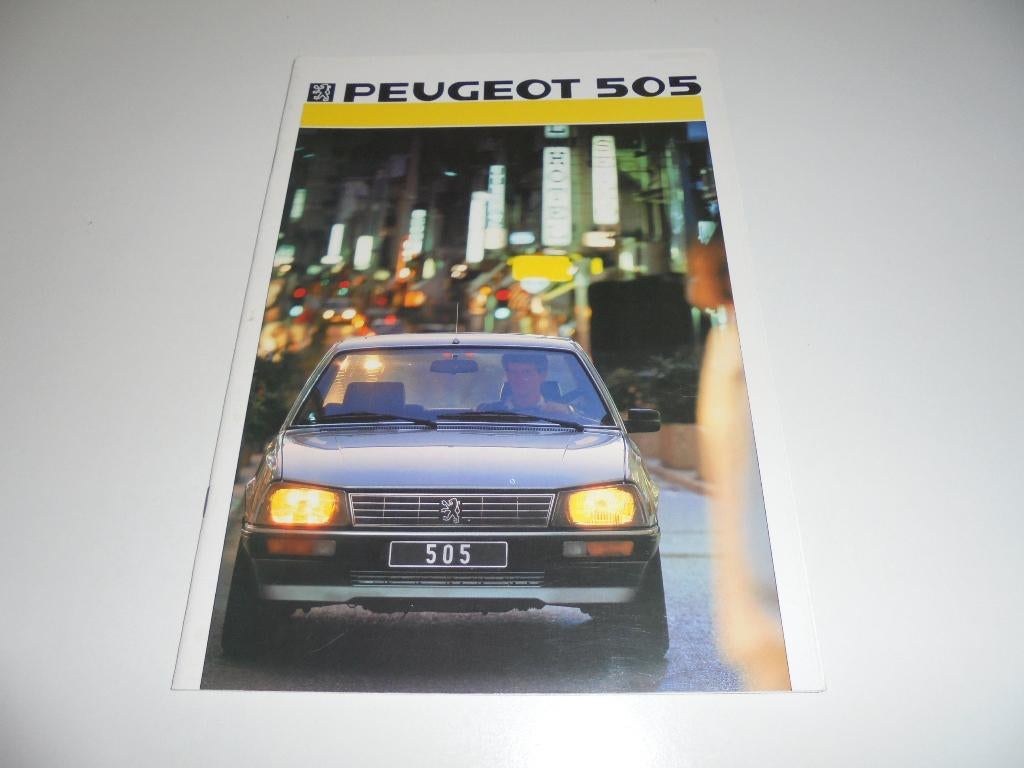 brochure Peugeot 505 modellen 1986, Ophalen of Verzenden, Zo goed als nieuw, Peugeot