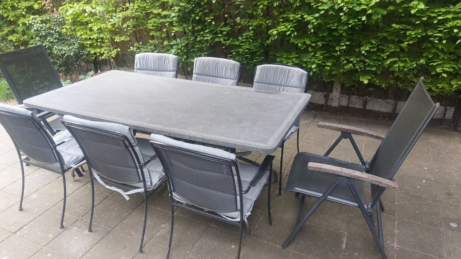 Chique tuinset met 8 stoelen en 6 kussens, Tuin en Terras, Ophalen, Rvs