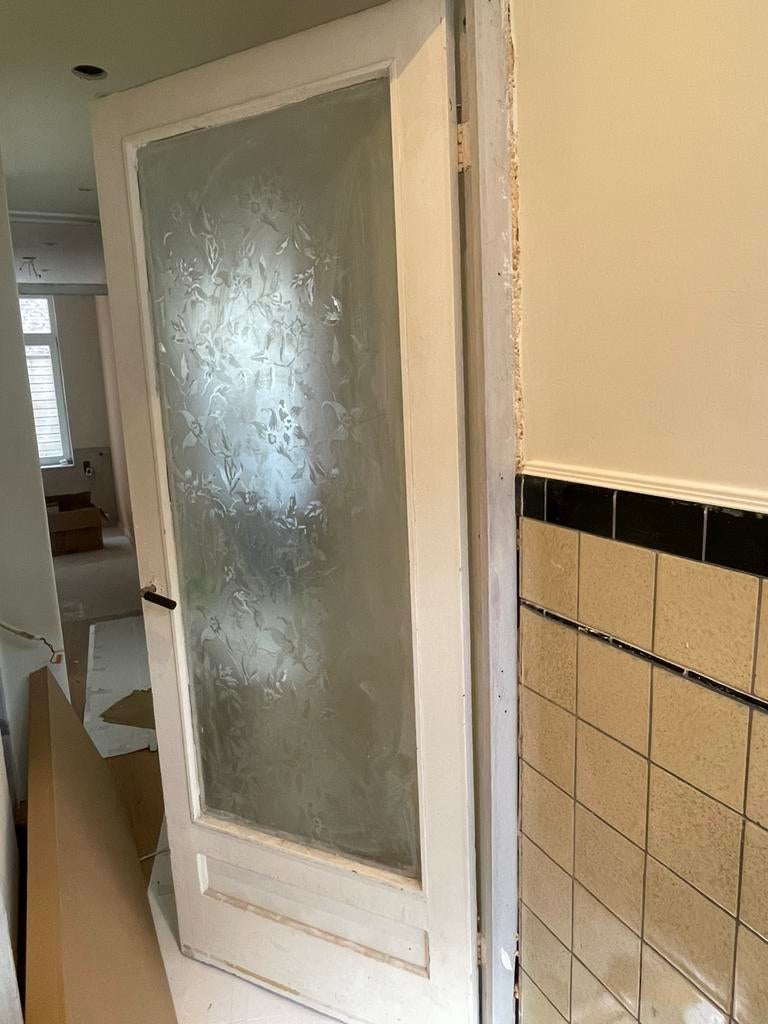 Jaren 30 stompe paneel deuren, Ophalen, Gebruikt, Binnendeur, Glas