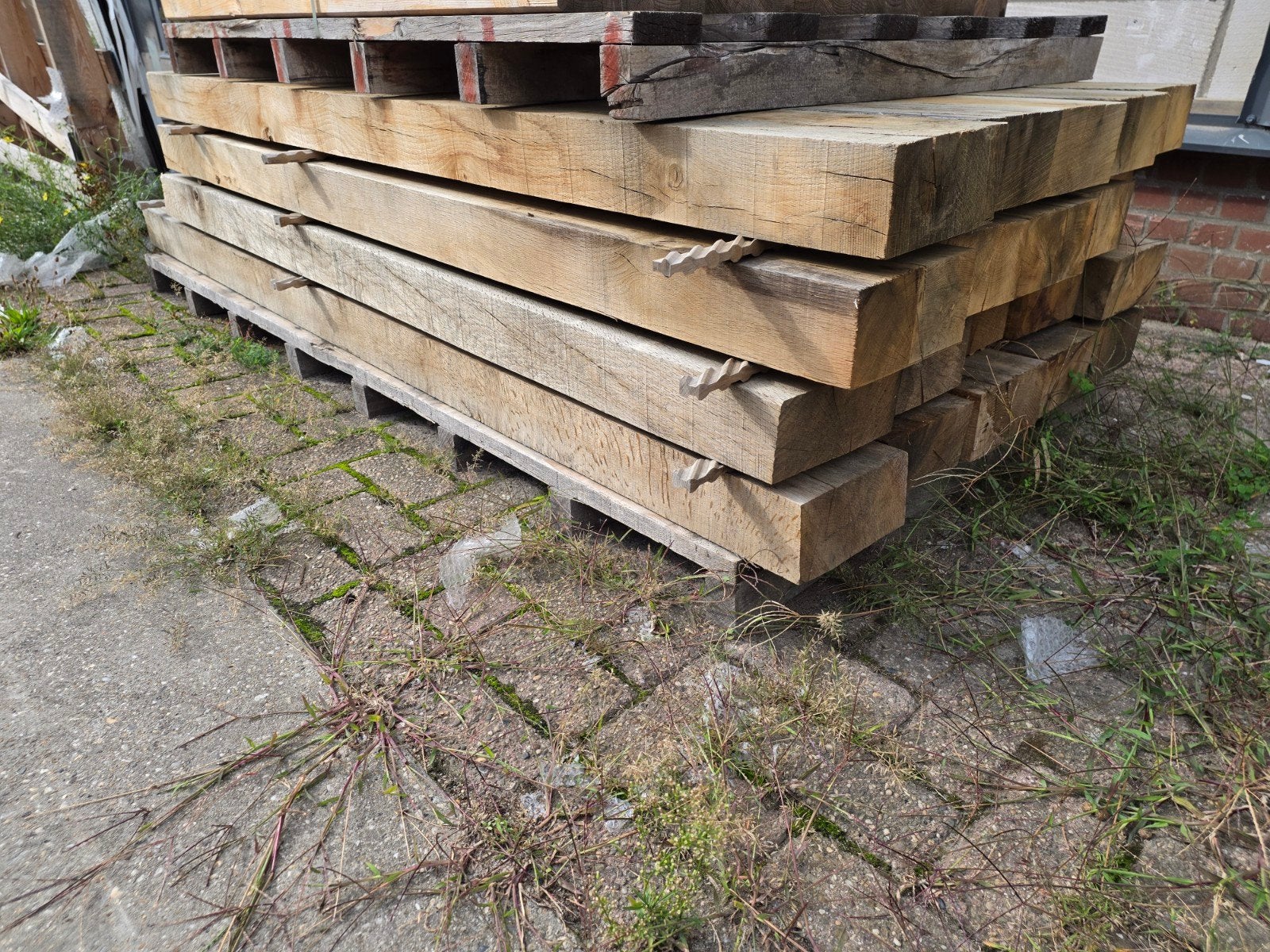 Luchtgedroogd Eikenhout Balk 100x200x2000mm, Eiken, Ophalen of Verzenden, 50 mm of meer, Balk