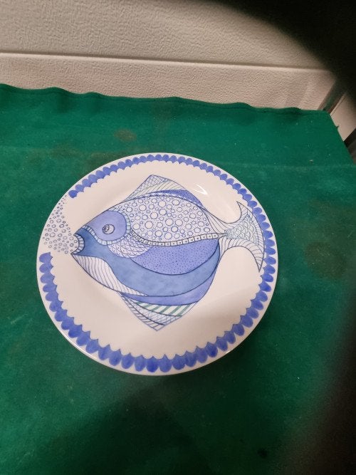 bord met vis handbeschilderd dinyto 2011, Antiek en Kunst, Ophalen of Verzenden
