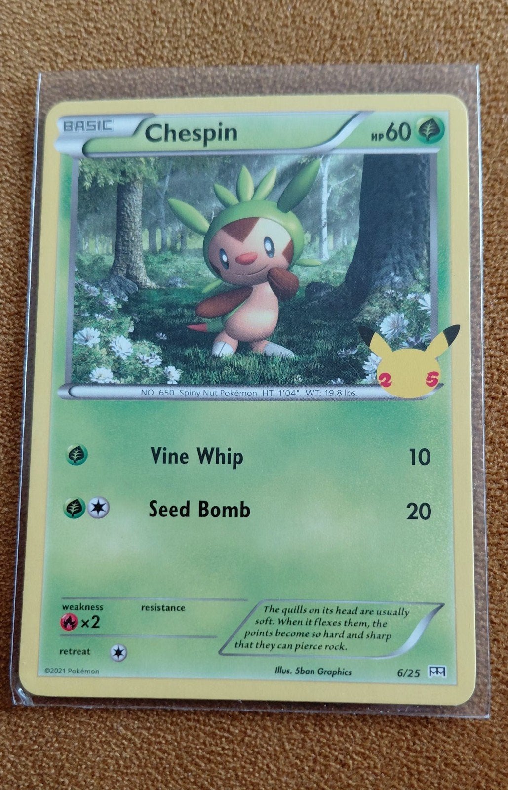 Pokémon Chespin 6/25 Celebrations MCDonalds, Ophalen of Verzenden, Zo goed als nieuw, Losse kaart