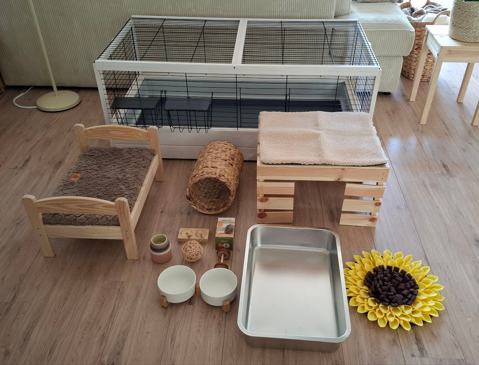 Ferplast Arena 120 + complete inrichting konijn/cavia, Kooi, 110 cm of meer, Zo goed als nieuw, Konijn