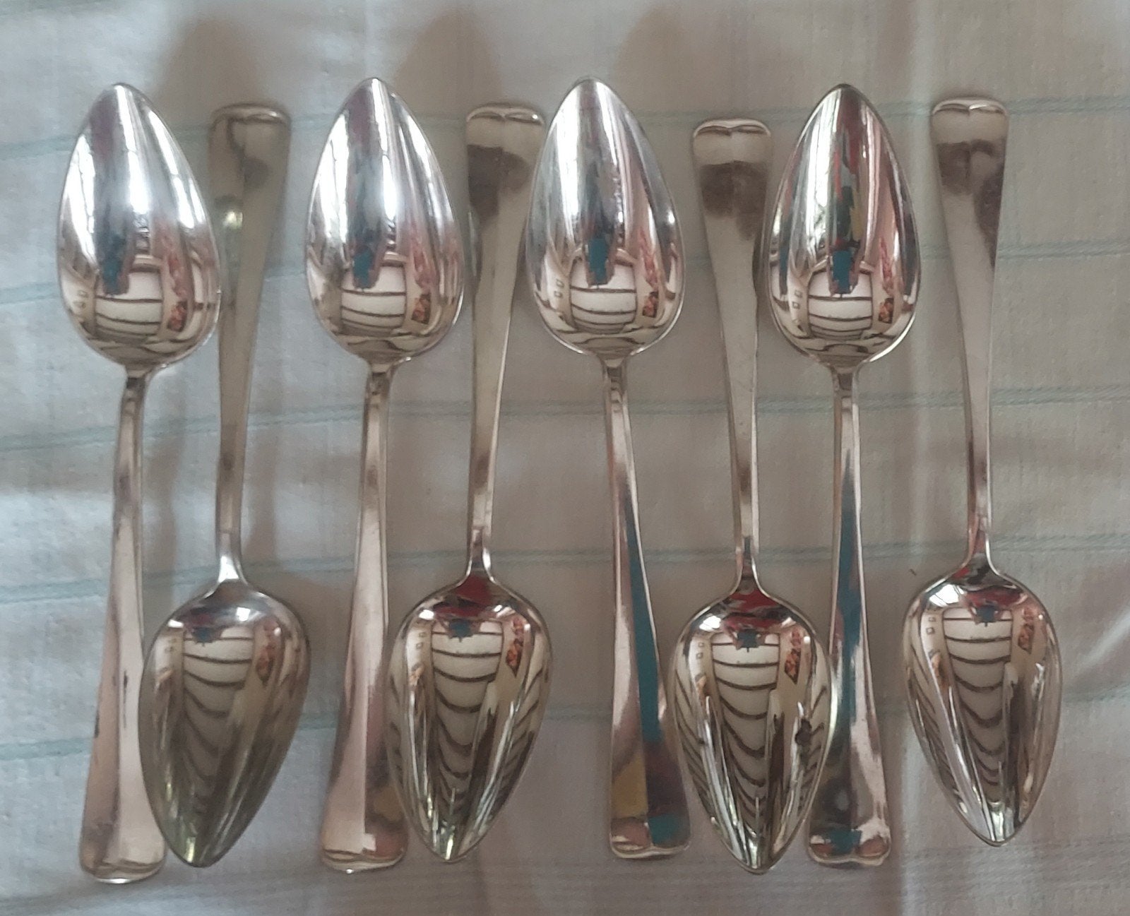 8x Antieke eetlepels Gero 90 G-Z - Model Haags Lofje (1921), Antiek en Kunst, Antiek | Bestek, Ophalen of Verzenden