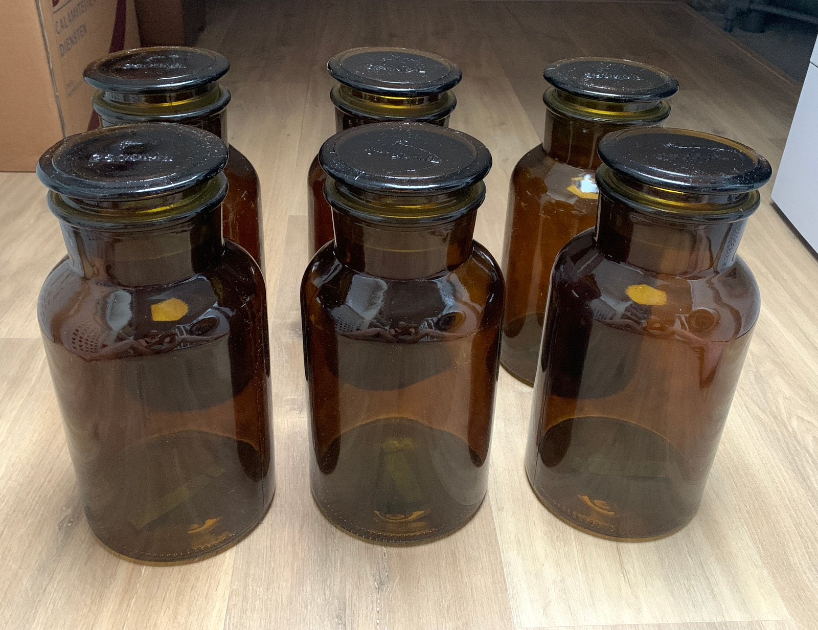 Xenos grote bruine glazen apothekerspotten 2500 ml, Huis en Inrichting, Woonaccessoires | Overige, Vintage, Nieuw, Ophalen of Verzenden