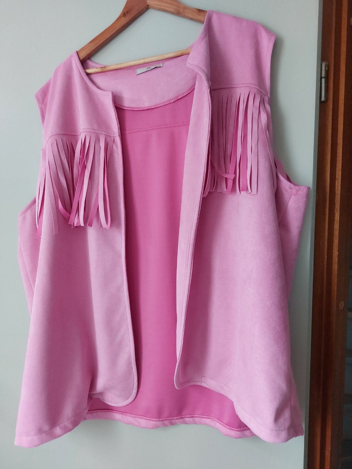 Roze vest met franjes, maat 46-54, Kleding | Dames, Grote Maten, Ophalen of Verzenden