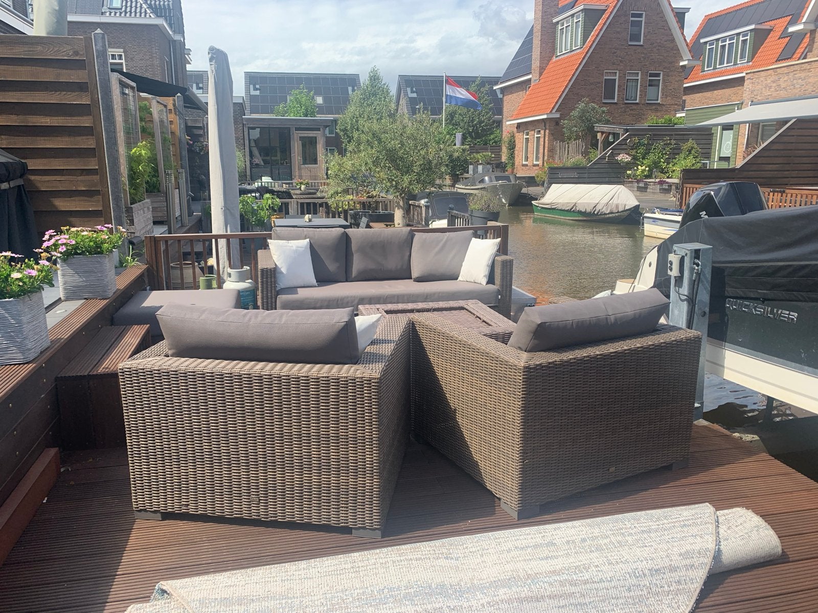 Luxe Wicker Loungeset met 5 Zitplaatsen, Tuin en Terras, Ophalen, 5 zitplaatsen, Gebruikt, Loungeset
