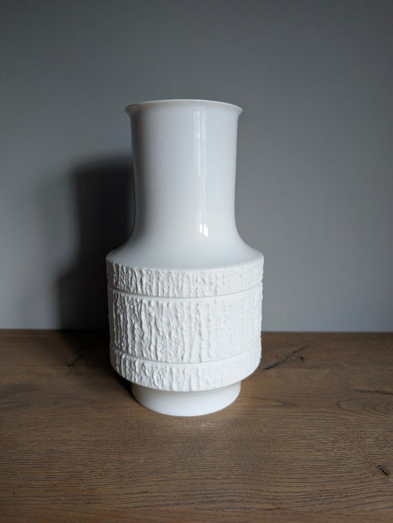 Witte porseleinen "Arcta" vaas - Thomas Porzellan 24cm, Huis en Inrichting, Met patroon/structuur, Wit, Zo goed als nieuw, Steen/keramiek