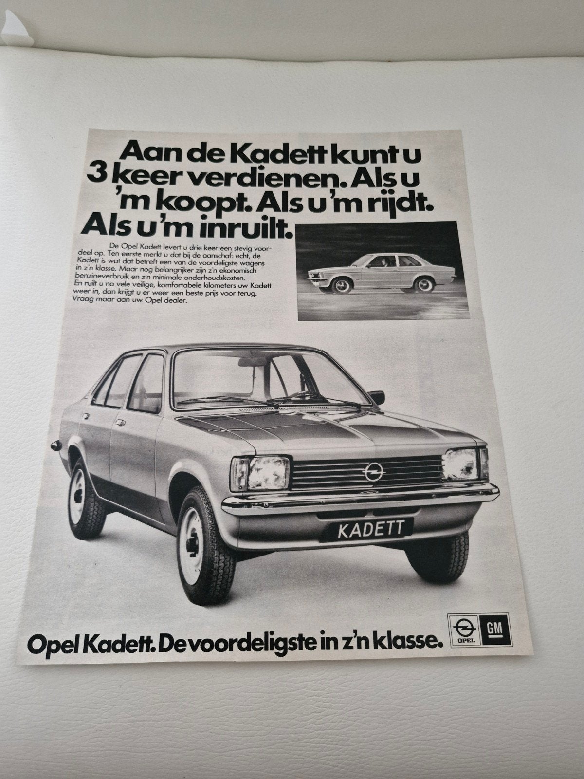 Vintage Opel Kadett Advertentie - ca. 32 x 24 cm, Ophalen of Verzenden, Gelezen, Opel