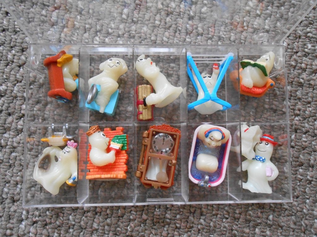Kinder Ei: spookjes/glow in the dark (complete serie), Verzamelen, Ophalen of Verzenden, Zo goed als nieuw, Hardplasticfiguren