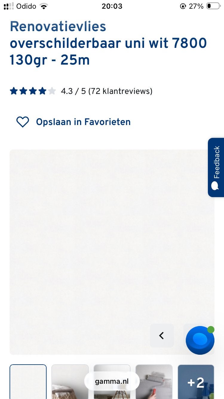 Fresco Renovatievlies 7800 Wit - 130gr/m2 - 25m, Ophalen, Wit, Modern, 25 tot 50 m²