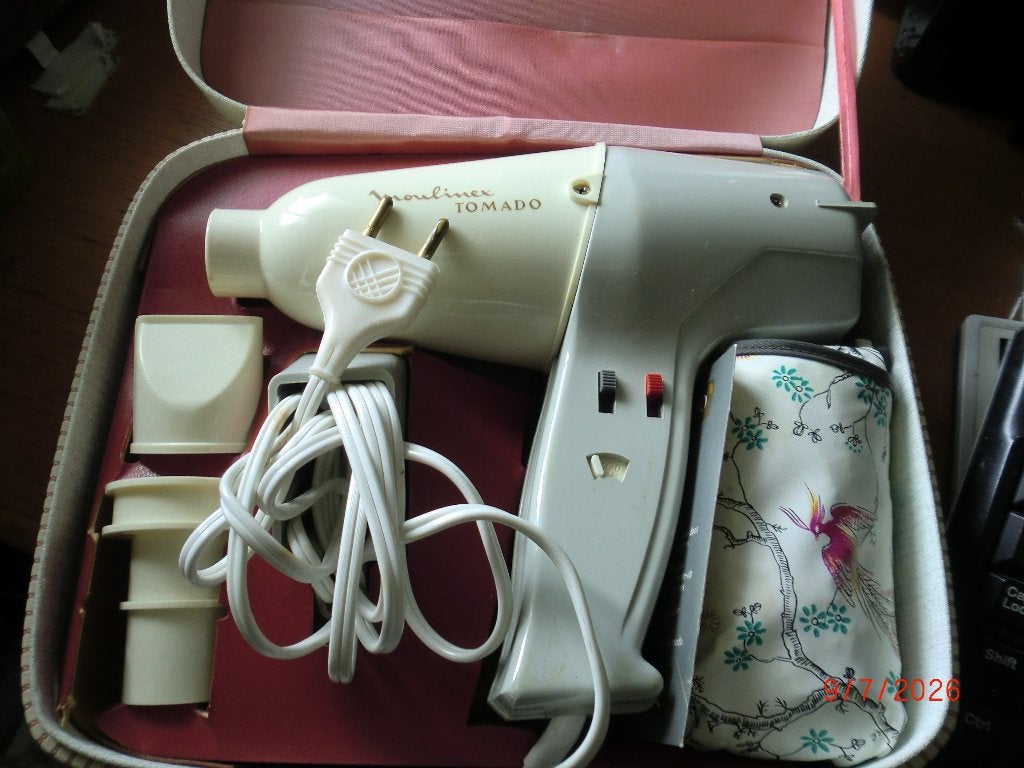 Retro haardroger in orig . case, Ophalen of Verzenden, Gebruikt, Föhn of Haardroger