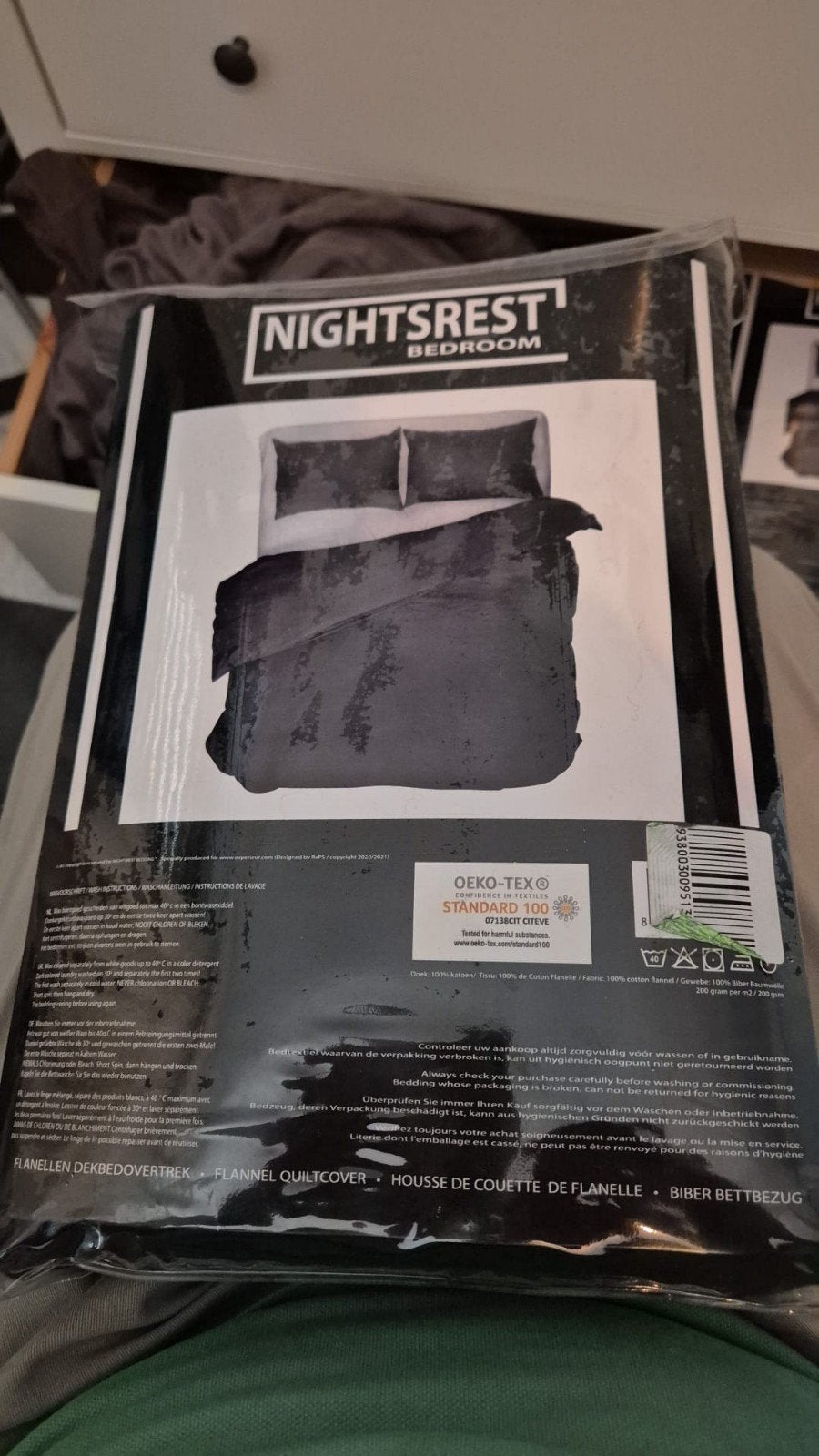 Nightsrest Flannel Dekbedovertrek - Zware Flanel antraciet, Eenpersoons, Zwart, Dekbedovertrek, Katoen