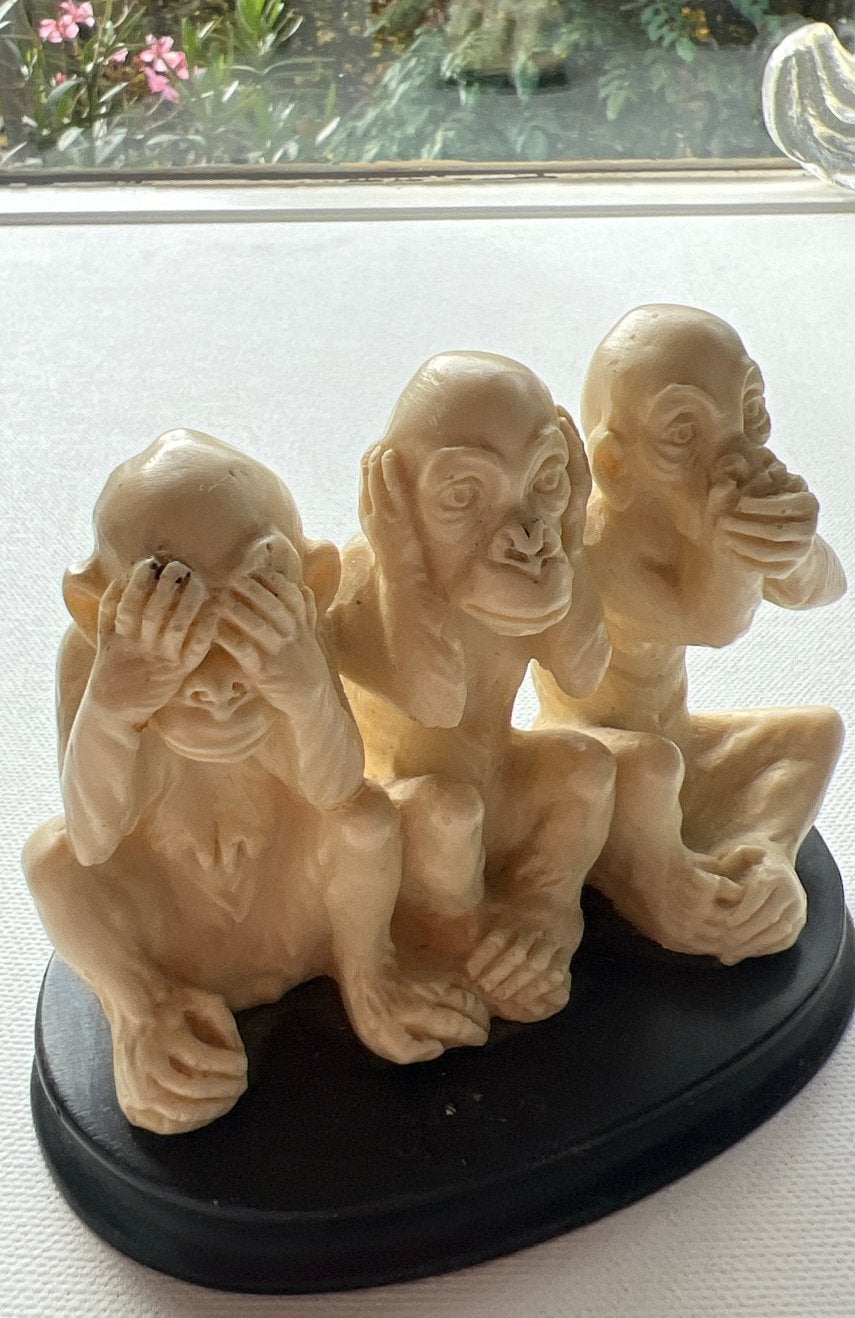 A. Santini Beeldje 3 Wijze Apen - Marmercomposiet, Verzamelen, Ophalen of Verzenden, Zo goed als nieuw, Dier