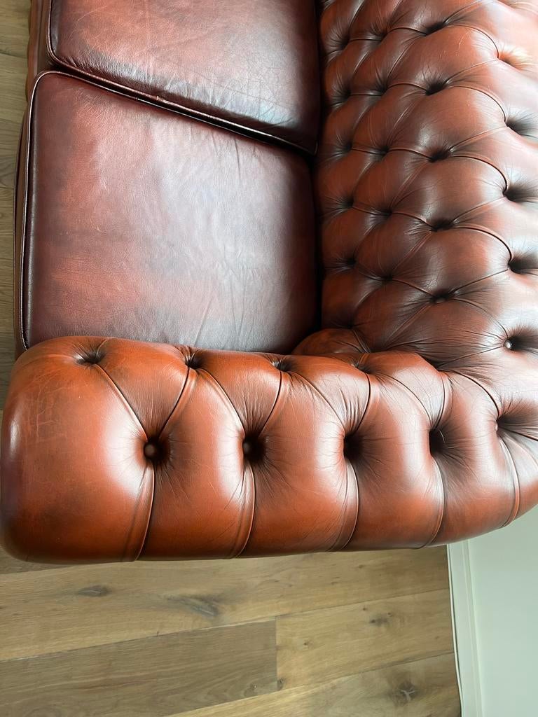 Chesterfield bank 3 zits, Ophalen, Gebruikt, 75 tot 100 cm, 200 tot 250 cm