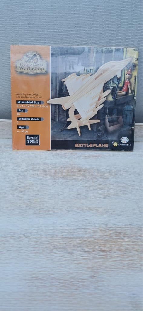 Houten 3D Puzzel Vliegtuig - Battleplane, Overige merken, Nieuw, Ophalen of Verzenden, Groter dan 1:72