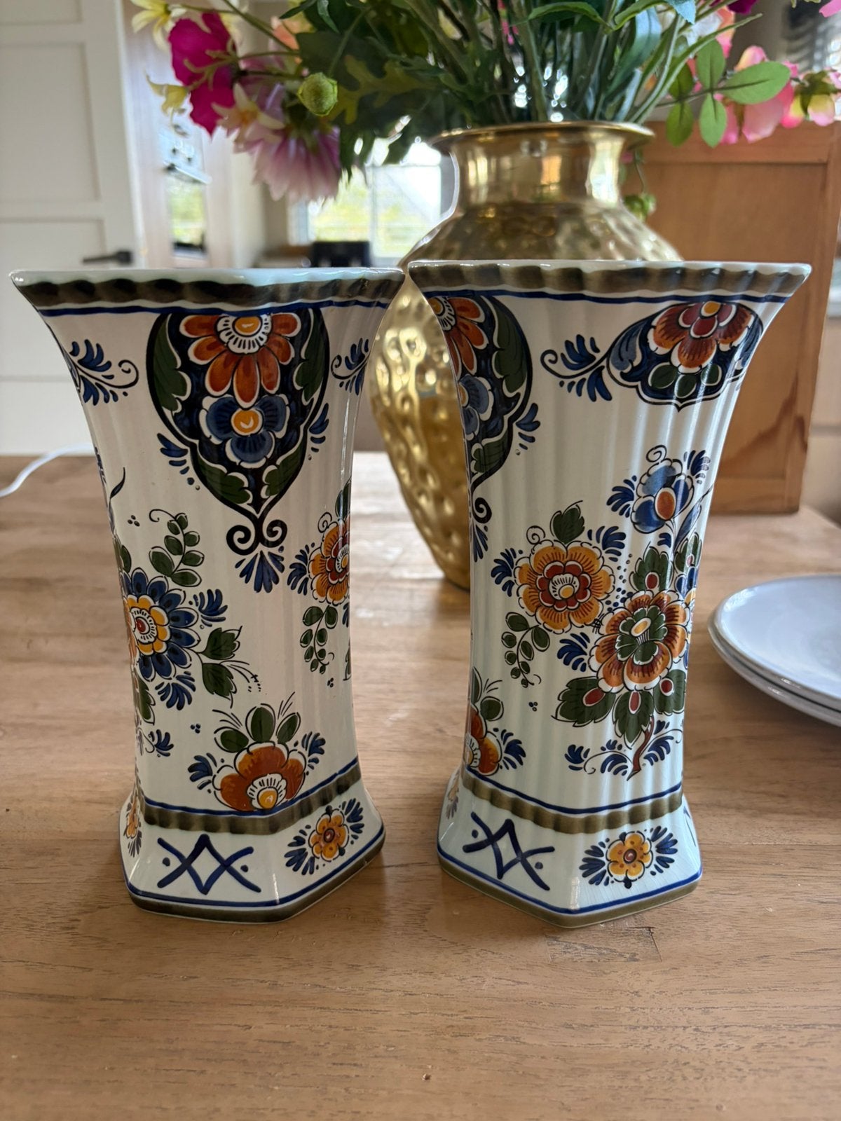 Mooie set Delfts Polychroom vazen - Model 444, Ophalen of Verzenden