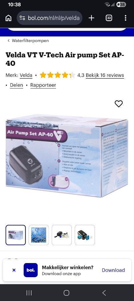 Velda AP-40 en Velda AP-10 luchtpomp, Tuin en Terras, Vijver-toebehoren, Ophalen, Gebruikt, Vijverpomp
