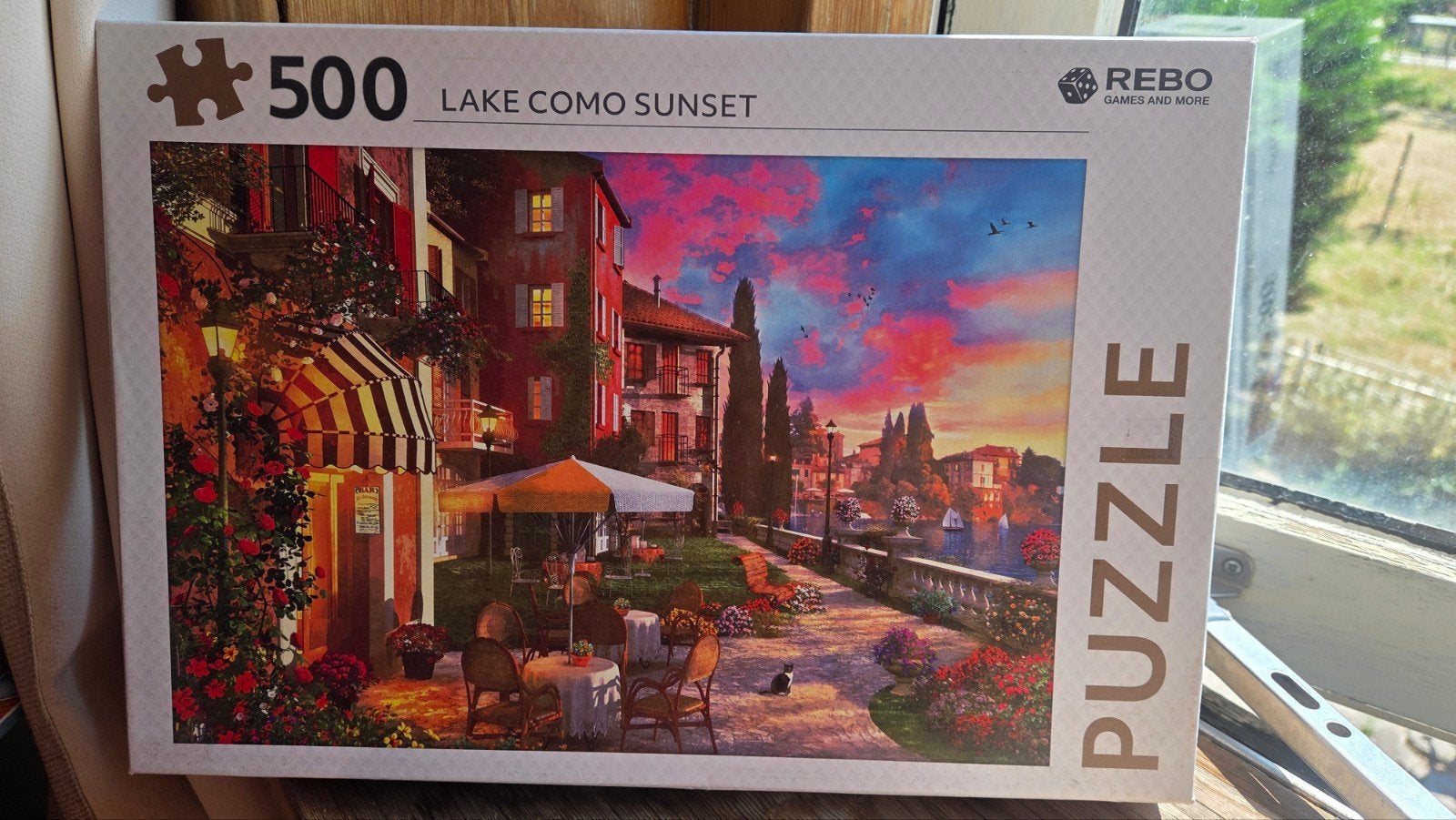 Rebo Legpuzzel 500 stukjes - Lake Como Sunset, Ophalen of Verzenden, 500 t/m 1500 stukjes, Zo goed als nieuw, Legpuzzel